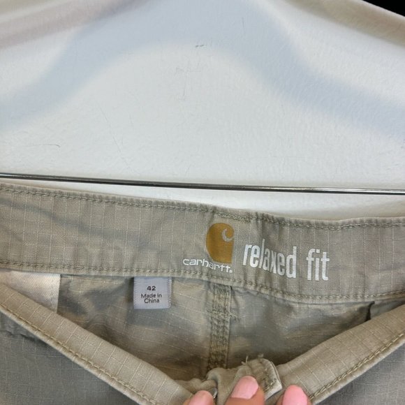 🛑 Carhartt Size 42 100240 - Tacoma Ripstop Short - 10 Inch Beige Relaxed Fit - Picture 6 of 9